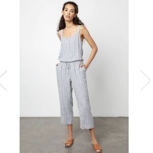 Rails Blue and White Striped Jumpsuit